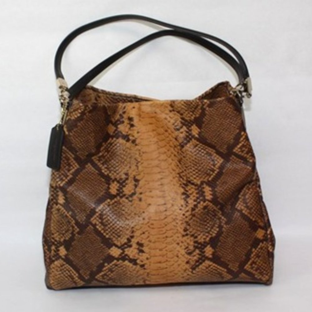 COACH Phoebe Python Snakeskin Embossed Leather Limited Edition Shoulder Bag